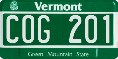 VT license plate COG201