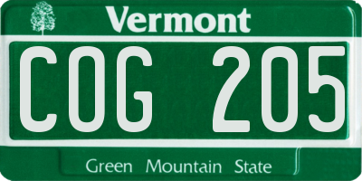 VT license plate COG205