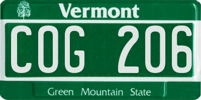 VT license plate COG206