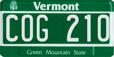 VT license plate COG210
