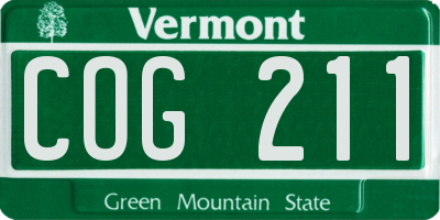 VT license plate COG211