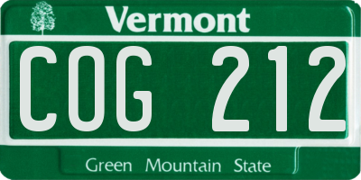 VT license plate COG212
