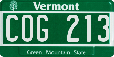 VT license plate COG213