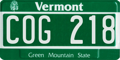 VT license plate COG218