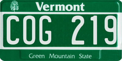 VT license plate COG219