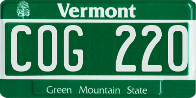 VT license plate COG220