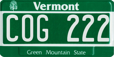VT license plate COG222