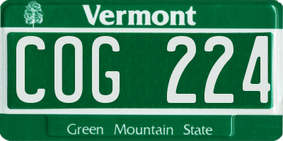 VT license plate COG224