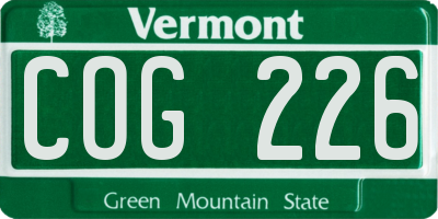 VT license plate COG226