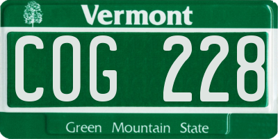 VT license plate COG228