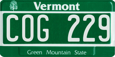 VT license plate COG229