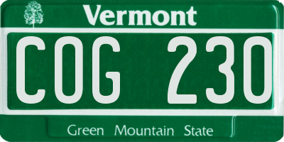 VT license plate COG230