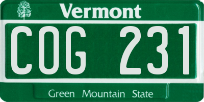 VT license plate COG231