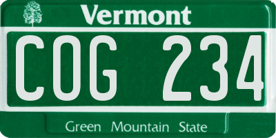VT license plate COG234