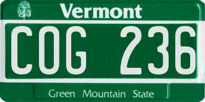 VT license plate COG236