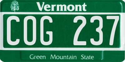 VT license plate COG237