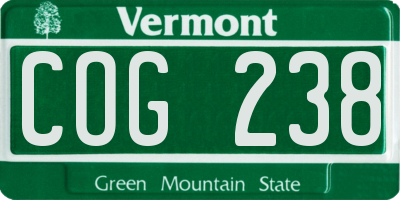 VT license plate COG238