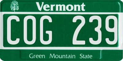 VT license plate COG239