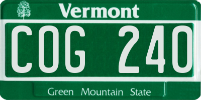 VT license plate COG240