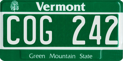 VT license plate COG242