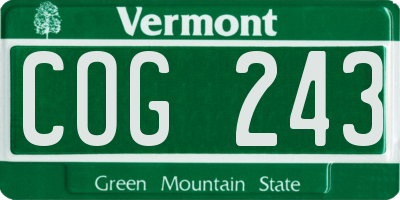 VT license plate COG243
