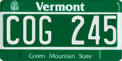 VT license plate COG245