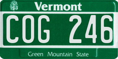 VT license plate COG246