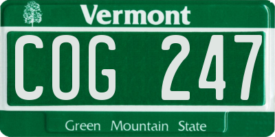 VT license plate COG247