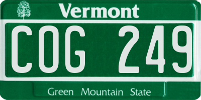 VT license plate COG249