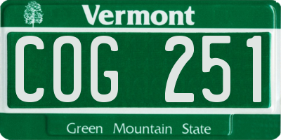 VT license plate COG251
