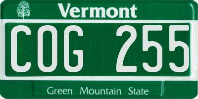 VT license plate COG255