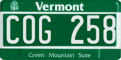 VT license plate COG258