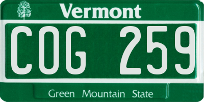 VT license plate COG259