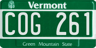VT license plate COG261