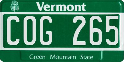 VT license plate COG265