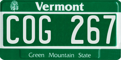 VT license plate COG267