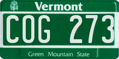 VT license plate COG273