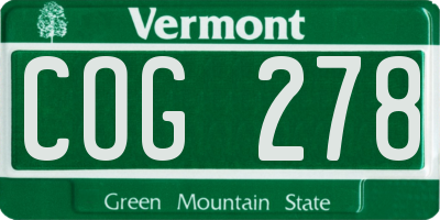 VT license plate COG278