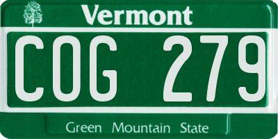 VT license plate COG279