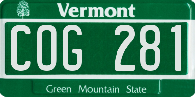 VT license plate COG281