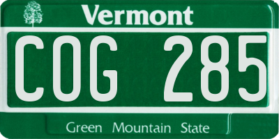 VT license plate COG285