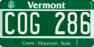 VT license plate COG286