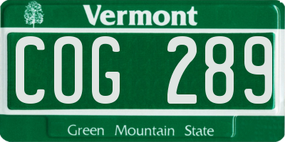 VT license plate COG289