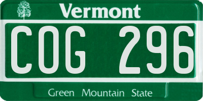 VT license plate COG296