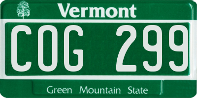 VT license plate COG299