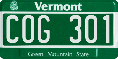 VT license plate COG301