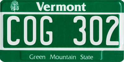VT license plate COG302