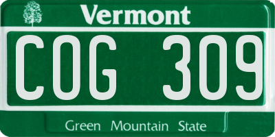 VT license plate COG309