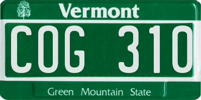 VT license plate COG310