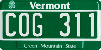 VT license plate COG311